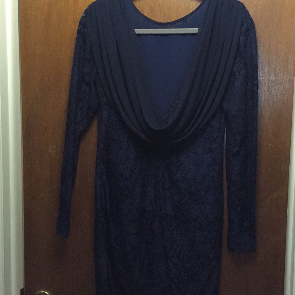 Kevan Hall Navy Lace Sheath Dress